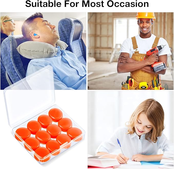 Frienda 21 Pairs Ear Plugs for Sleeping Reusable Moldable Silicone Earplugs Soft Noise Cancelling Earplugs Sound Blocking Ear Plugs with Case for Swimming Concert 32dB NRR (Blue, Orange, Rose Red)