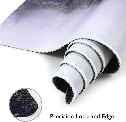 iCasso Extended Gaming Mouse Pad(35.4 x 15.7inch), Large Non-Slip Rubber Base Mousepad with Stitched Edges, Waterproof Keyboard Mouse Mat Desk Pad for Work, Game, Office, Home - Forest