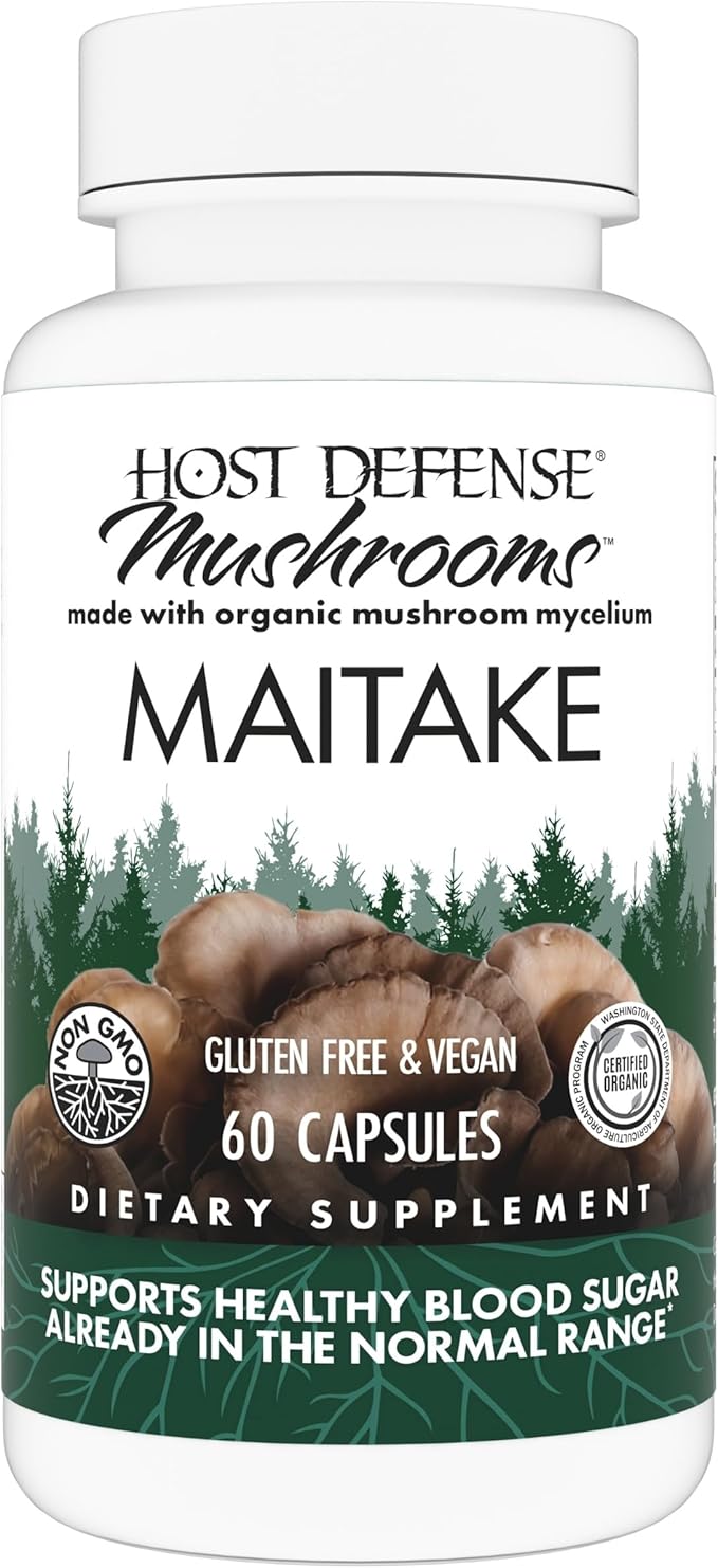 Host Defense Maitake Capsules - Immune & Cellular Health Support Supplement - Dietary Herbal Supplement with Maitake Mushroom & Mushroom Mycelium - 60 Capsules (30 Servings)*