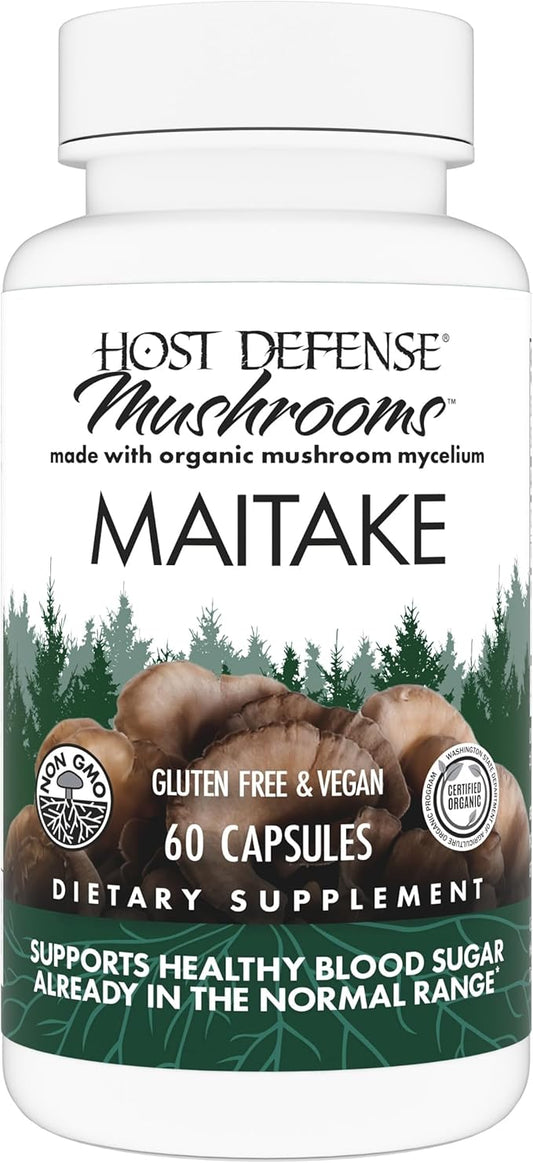 Host Defense Maitake Capsules - Immune & Cellular Health Support Supplement - Dietary Herbal Supplement with Maitake Mushroom & Mushroom Mycelium - 60 Capsules (30 Servings)*