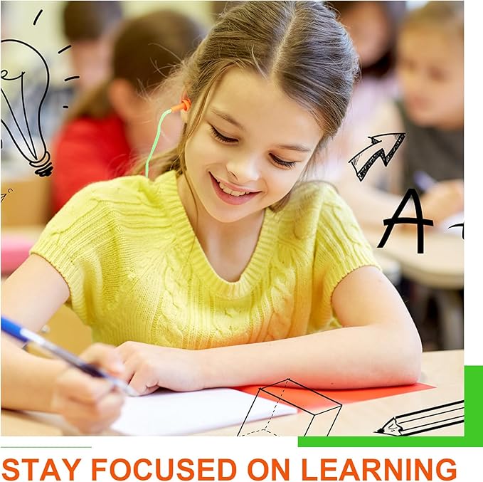 Tondiamo 200 Pairs Ear Plugs Reusable Silicone Earplugs with Cord Sleeping Individually Wrapped Hearing Protection Noise Cancelling Earplugs for Work Construction Shooting Sports(Orange, Green)