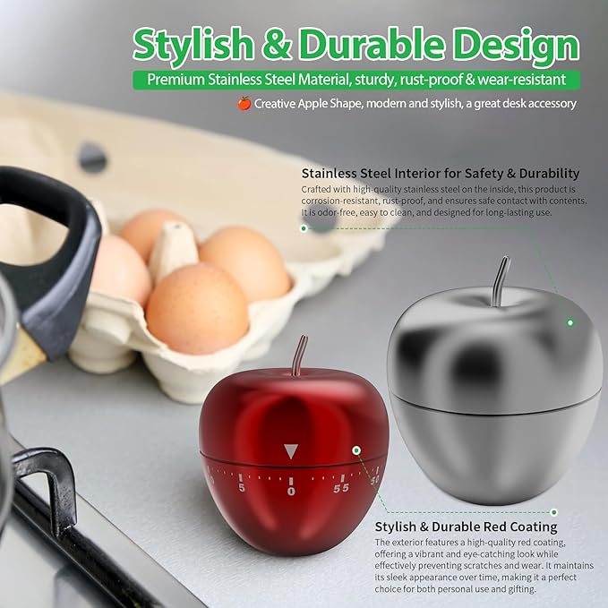 Mechanical Kitchen Timer, Cute Wind Up 60-Minute Manual Countdown for Kids, Classroom, Home, Study and Cooking