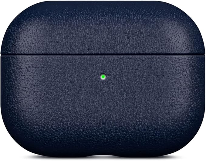 Lopie AirPods Pro 2nd Gen Leather Case - Blue, Protective Case Fully-Wrapped with Lambskin Leather, 360-Degree Protection, Lightning Port Access