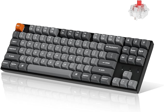 Keychron K8 Max TKL Mechanical Keyboard Wireless, 87 Keys QMK 2.4 GHz/Bluetooth 5.1/Wired Connection, White Backlit with Programmable Keychron Super Red Switch for macOS Windows Linux