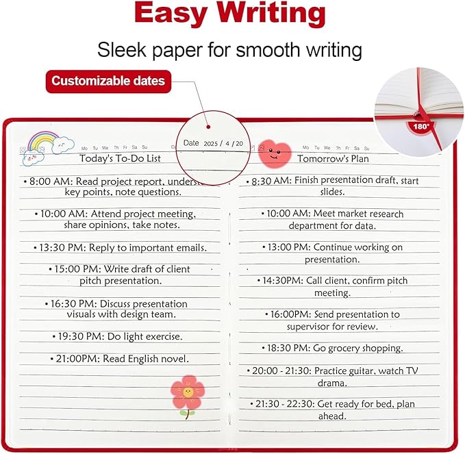 Lined Journal Notebooks, 4 Pack 160 Pages, 5.5x 8.2-Inch Journals for Women Men, Hardcover Notebook with 100 gsm Thick Paper, A5 Size College Ruled Notebook for Writing/Travel/Work (Red, 6 Pack)