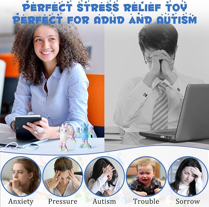 24 Pcs Transformable Fidget Spinners Unicorn Toys for Kids and Adults Stress Relief Sensory Toys for Boys and Girls Fingertip Gyros for ADHD Autism for Kids Gifts