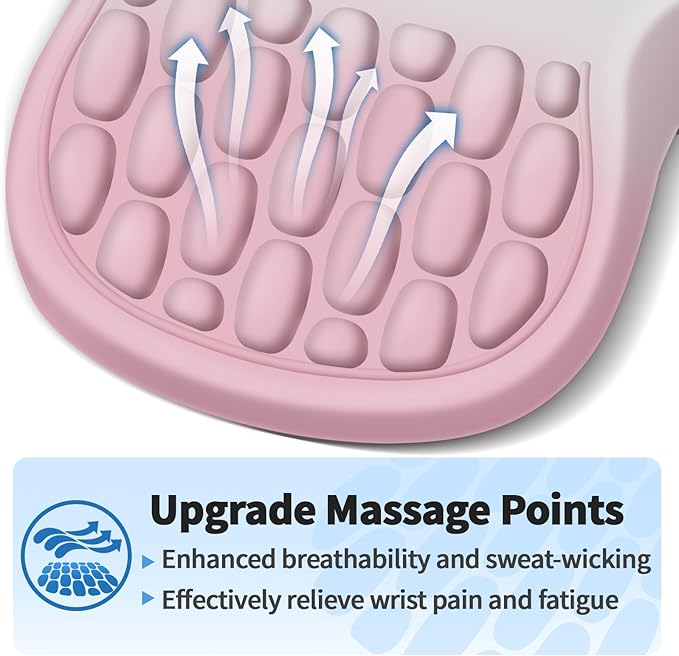 Ergonomic Mouse Pad with Wrist Rest Support, Mousepad with Comfortable Memory Foam Wrist Rest and Non-Slip PU Base for Pain Relief, Computer, Laptop, Office, Home (Gradient Pink)