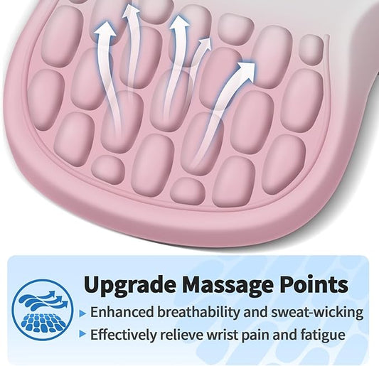 Ergonomic Mouse Pad with Wrist Rest Support, Mousepad with Comfortable Memory Foam Wrist Rest and Non-Slip PU Base for Pain Relief, Computer, Laptop, Office, Home (Gradient Pink)