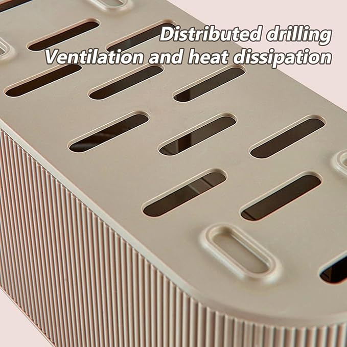 Cable Management Box,Desk Cord Organizer with Groove Cover,Plastic Cord Hider Box,Large Cable Box Organizer,Power Socket Management for TV/Computer/Router/Games Console Cable Storage (Milk Tea)