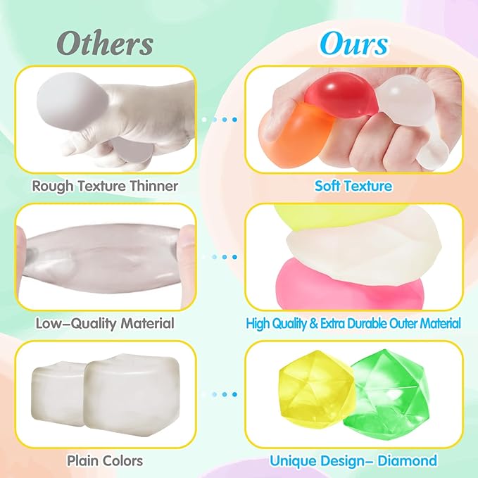 Fidget Toys Stress Balls for Kids & Adults - Stretchy Malt Sugar Squishy Balls, Squishy Sensory Squeeze Toys for Anxiety/ADHD Relief, Classroom Calming Toys (1.6'' Stretch Ball)