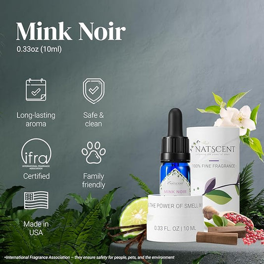 Mink Noir Essential Oils for Diffusers for Home, Nature-derived Vanilla Essential Oil, Long-Lasting & Family-Friendly Diffuser Oils Scents, IFRA Certified, Cold Air & Ultrasonic - 0.33 oz