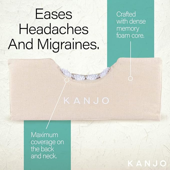 Kanjo Acupressure Neck Pain Relief, Cervical Traction Wedge Pillow - High Density Memory Foam Core - Cervical Traction Neck Pillow - Relieves Back and Neck Pain, Stress Relief