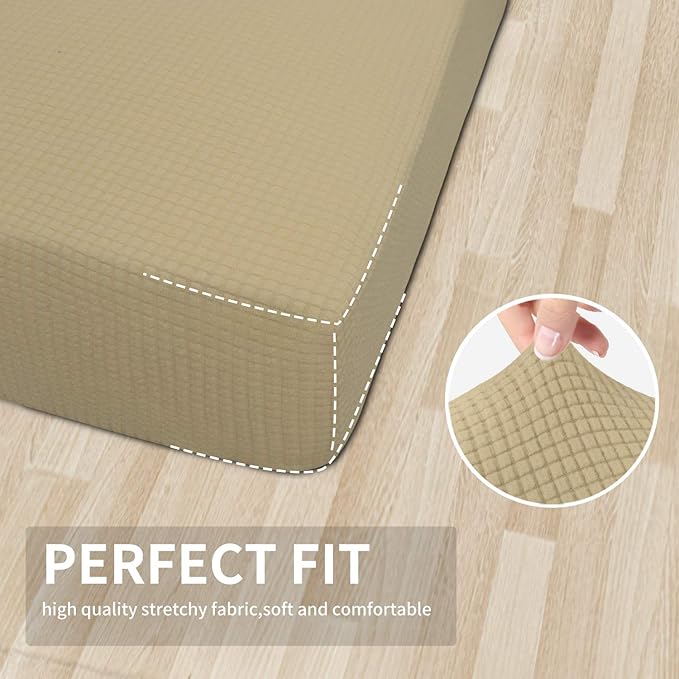 Easy-Going Stretch Chair Cushion Cover Sofa Cushion Furniture Protector Sofa Seat Sofa Slipcover Sofa Cover Soft Flexibility with Elastic Bottom(Chair Cushion, Beige)