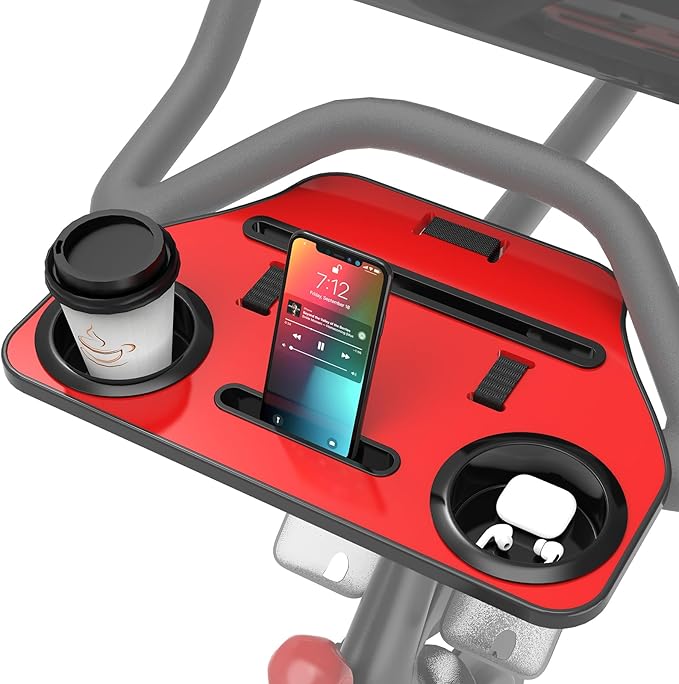 Desk Attachment for Peloton Bike+ (NOT Bike) Tray Holder for Phone, Cup, Tablet, Ergonomic Platform Tray Accessories for Peloton Spin Bikes(red)