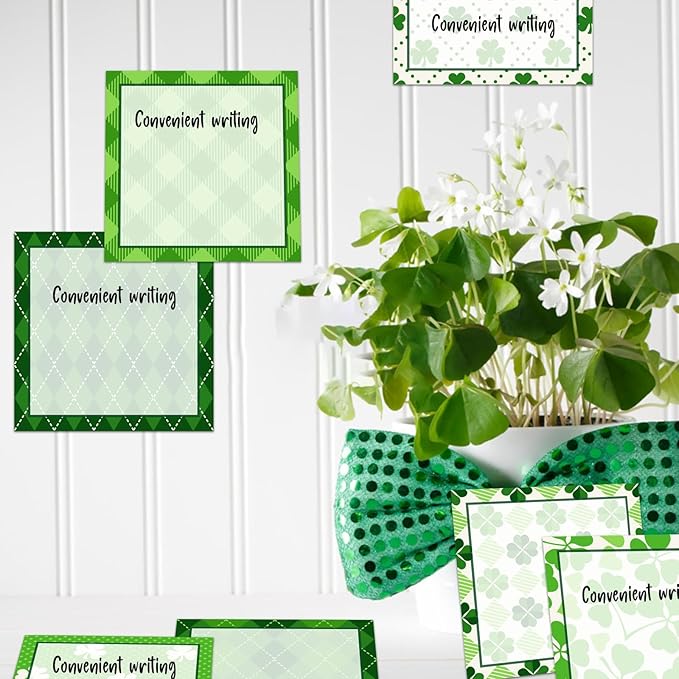 9 Pieces St. Patrick's Shamrock Sticky Notes Shamrock Sticky Notes Self-Adhesive St. Patrick's Sticky Note Pads Sticky for School Office Home Supplies Students Teachers Presents