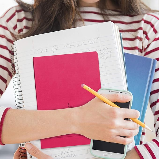 SINOBAND Colorful PU Leather Notebook, Travel Journal Set, Writing Diary Subject Notebooks Journals for Traveler, Kids, Students and Office, Lined Paper, 128 Pages, Pack of 4, Random Colors