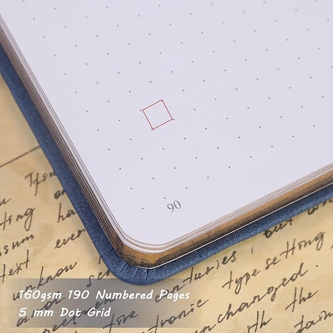 TIEFOSSI Bullet Dot Notebooks, A5 Hardcover Dot Journals for Writing Women, 160gsm Thick Paper, 190 Numbered Pages, for Planner Organization