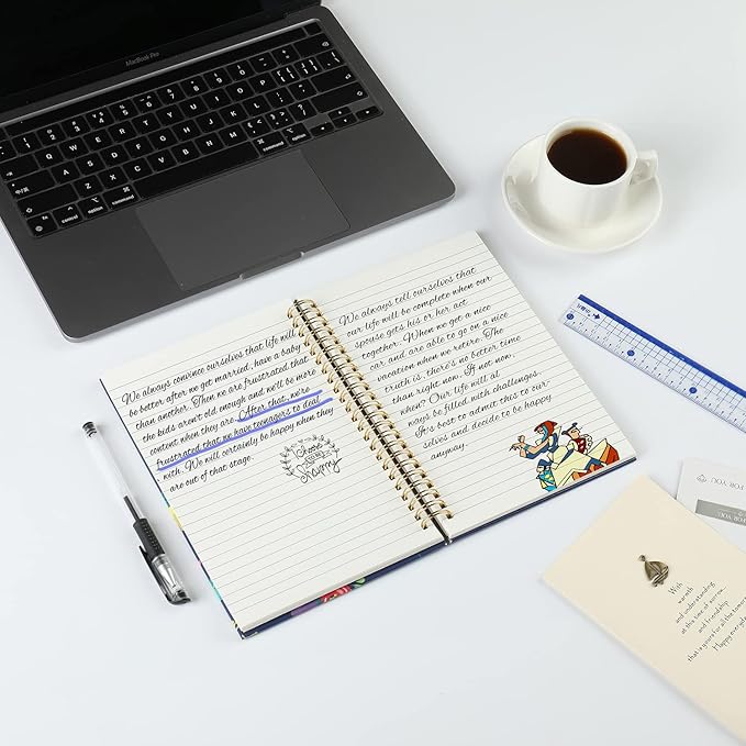 Lined Notebook Spiral, A5 Flower College Ruled Journals Bulk, 100GSM Thick Paper Travel Journal Set, Hard Cover, Wirebound Diary Planner, 75 Sheets per Book, 5.7x8.3 inch, 3 Pack