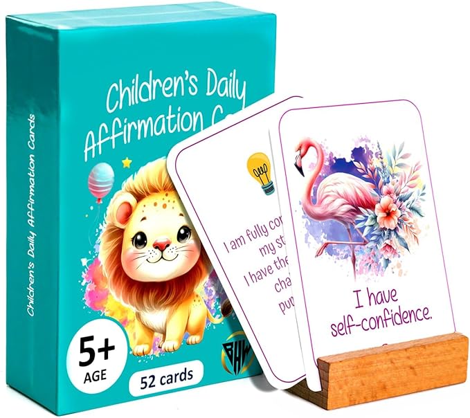 BHW- Daily Positive Affirmations Cards for Kids Mindfulness Skills Positive Messages Inspirational Card Mindful Kids Cards Kindness Notes Kid Affirmation Meditation Cards for Teens 52Pcs