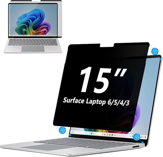 Megoo Privacy Screen Protector for Surface Laptop 6/5/4/3 15 Inch, Anti-Spy, Anti-Glare, Blue Light & UV Blocking, Magnetic Nano Technology, Removable Design