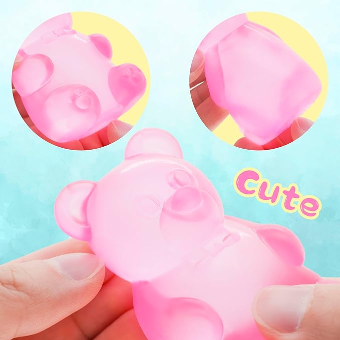 Stress Bear Squishy Ball, Gummy Bear Toy, Sugar Filled Squishy Toys for Kids Stress Relief - High Density Squeeze Balls for Students Calming - Ultra-Soft Decompression Venting Toys
