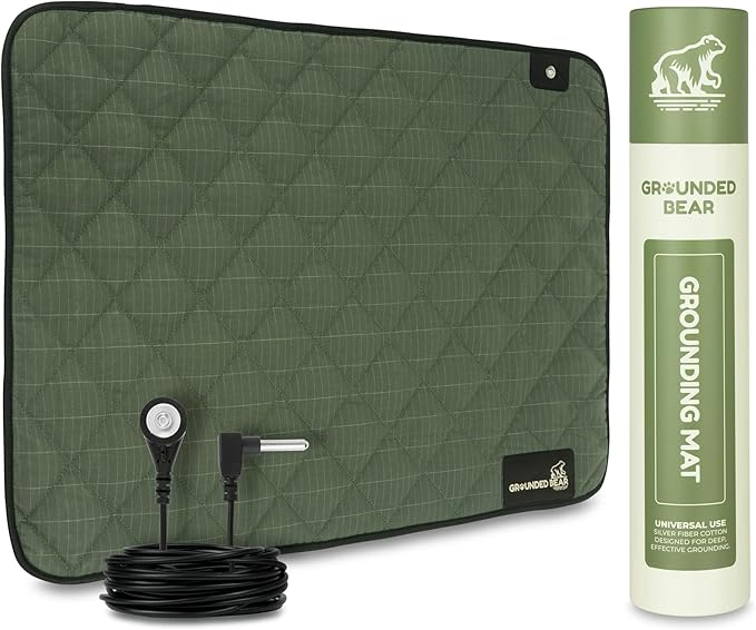 Premium Grounding Mat for Feet, Soft Cotton & Silver Fiber, Comfort for Sleep & Wellness, Grounding Pad for Anti-Aging & Inflammation, Grounding Mat for Bed and Desk (24x16 Inches)