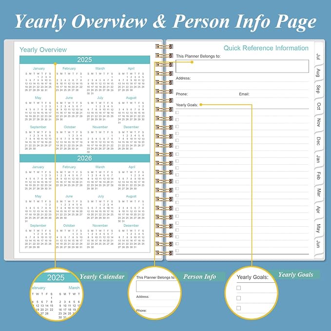 2025-2026 Appointment Book & Planner - Hourly Planner from July 2025 - June 2026, Weekly Appointment Book 2025-2026 with 30-Minute Interval, 6.4" x 8.5", Dark Blue