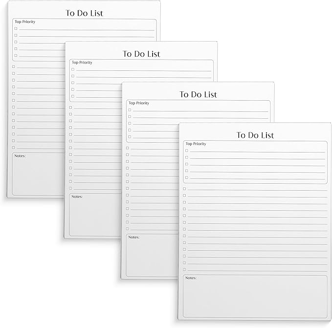 Better Office Products To Do List Notepad, 8.5" x 11", Planning Note Pad, 50 Sheets, Daily Agenda Productivity Checklist Organizer, (4 Pack)