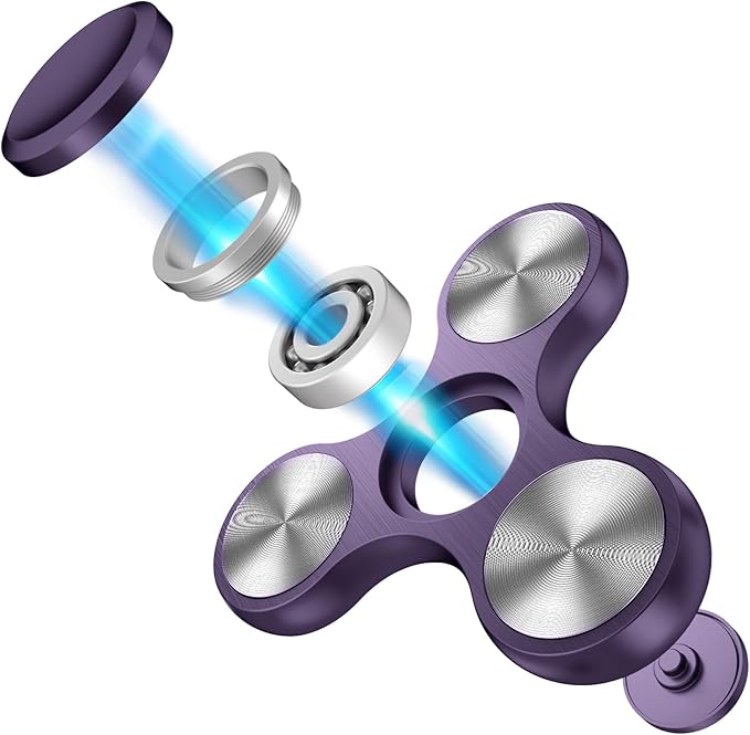 Fidget Spinners Toy, Metal Stainless Steel Bearing High Speed 4-8 Min Spins, EDC ADHD Stress Anxiety Relieves Reducer Fidgets Finger Toys, Spinner Toys for Kids and Adults (Purple)