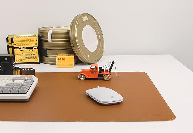 Dual-Sided Leather Desk Pad,Blotter for Laptop Computer,Mouse Pad,Writing,Drawing,Arts and Craft Mat (17"x24", Brown/Dark Brown)