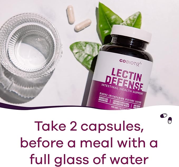 GOBIOTIX Lectin Defense - Lectin Blocker Supplement for Leaky Gut with MSM and Digestive Enzymes - Aids in Intestinal Health for Women and Men - Non-GMO + Gluten Free - 60 Capsules (2)