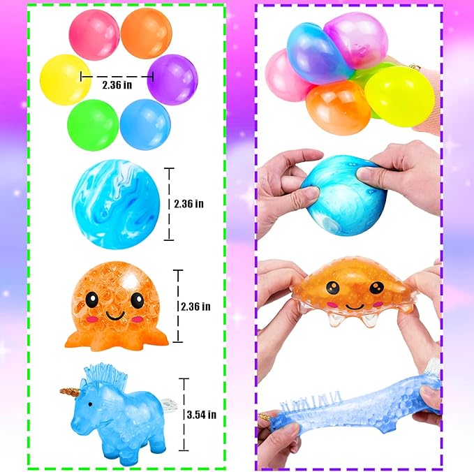 30Pcs XL Stress Balls, Large Squishy Balls for Adults, Squeeze Balls, Octopus Fidget Balls for Stress Relief, ADHD, Classroom Prizes, Easter, Halloween, Christmas Party Favors, Goodie Bag Stuffers