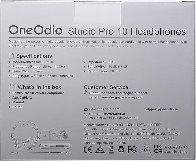 OneOdio Wired Over Ear Headphones Studio Monitor & Mixing DJ Stereo Headsets with 50mm Neodymium Drivers and 1/4 to 3.5mm Jack for AMP Computer Recording Podcast Keyboard Guitar Laptop - Grey