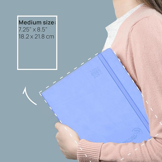 POPRUN Weekly Planner 2025-2026, 7.25'' x 8.5'', 15-Minute Hourly Appointment Book (July 2025-June 2026) with PU Leather Softcover, Monthly Tabs, Inner Pocket - Soft Pink