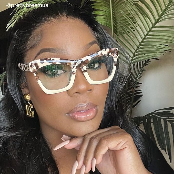 VOOGLAM Stylish Rectangle Blue Light Blocking Glasses for Women Anti Eyestrain Dry Eyes Eyewear Sienna