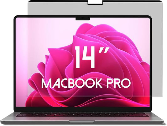 Laptop Magnetic Privacy Screen Protector for 14 inch MacBook Pro (2024, M4, M4 Pro, M4 Max / 2023, M3 Pro, M3 Max, M2 Pro, M2 Max / 2021, M1) - Blue Light Blocking Screen Shield, Anti-Smudge Computer Security Screen Filter
