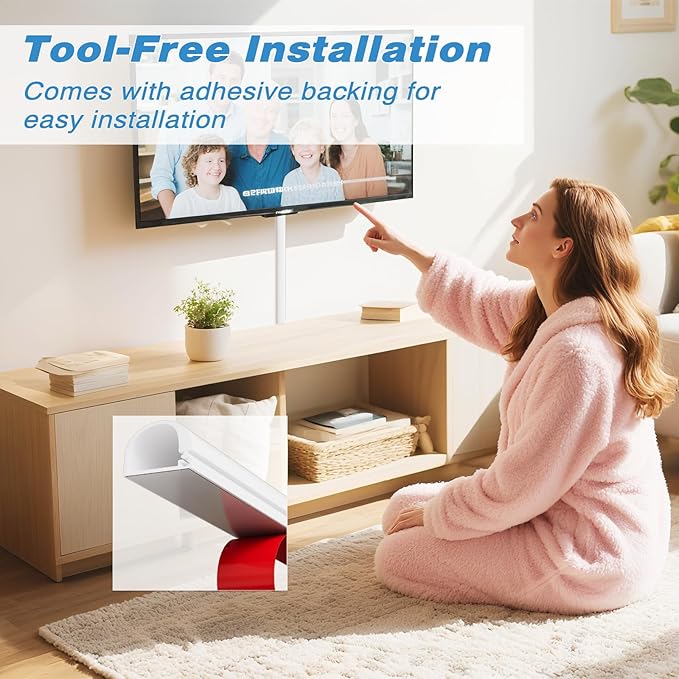 78" Silicone Cord Hider for 1 Cord,Flexible Side-Opening Self-Adhesive Cord Covers for Wires on Wall Mount TV,Easier Setup for Home Office Cable Management Wire Hider,0.54" W x 0.39" H,White