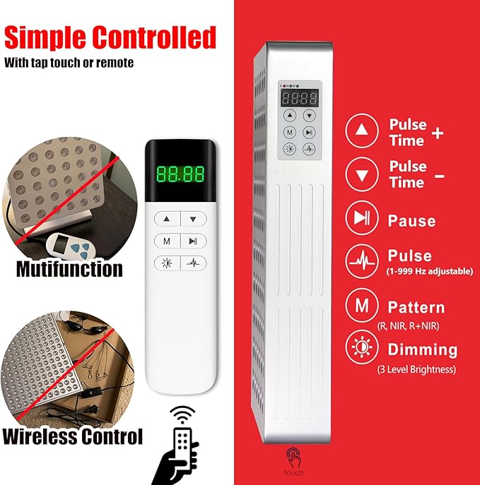 Red Light Therapy for Face and Body, 630nm 660nm 810nm 830nm 850nm Near Infrared Light Therapy Panel, 60 Dual Chip High Power LED Device, 5 Wavelength LED Light Therapy for Skincare, Sleep, Pain