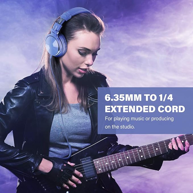 OneOdio Wired Over Ear Headphones Studio Monitor & Mixing DJ Stereo Headsets with 50mm Neodymium Drivers and 1/4 to 3.5mm Jack for AMP Computer Recording Podcast Keyboard Guitar Laptop - Light Blue