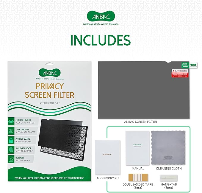 13.3 Inch Laptop Privacy Screen Shield for 16:9 Wide Display - Anti Glare Computer Privacy Screen Cover | Blue Light Blocking Screen Protector | Scratch Resistant UV Filter | Attachment Type