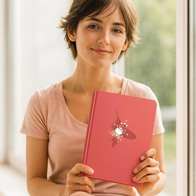 Dot Grid Journal with 160GSM Thick Paper, 192 Pages, A5 Dotted Notebook for Work, School, Travel | 180° Lay Flat, Foil Stamped Cover, Elastic Band, 2 Bookmarks & Inner Pocket (Rose Red)