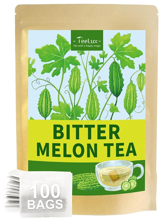 TeeLux Bitter Melon Tea Bags, Pure & Natural Momordica Charantia, Mild & Smooth Taste, Caffeine Free, 100 Count