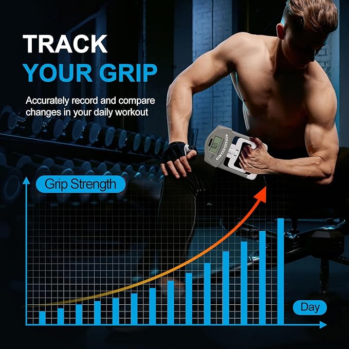 Hand Dynamometer Grip Strength Trainer - 397 Lbs / 180 Kgs Electronic Hand Grip Strength Tester Grip Strengthener Hand Exerciser Meter Digital Hand Grip Training Gauge for Sport Home School Use