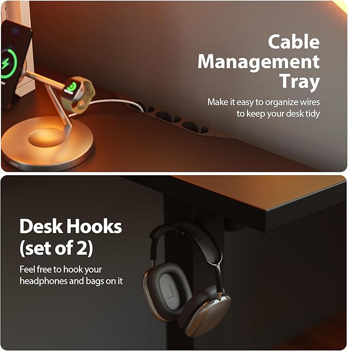 Agilestic 59 Inch L Shaped Standing Desk Adjustable Height, Electric Corner Standing Desk, Sit Stand Computer Table with Splice Board, Black