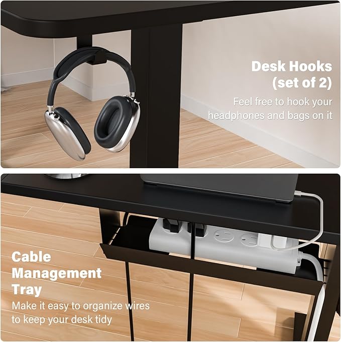 63 x 55 inch L Shaped Standing Desk, Corner Computer Desk, Electric Adjustable Height Stand Up Table, L Sit Stand Desk for Home Office Gaming, Classical Black