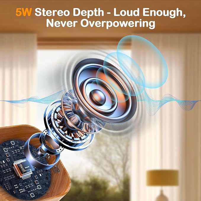 Sunrise Alarm Clock: with Noise Machine, Digital Alarm Clock for Bedrooms, Nature Sounds for Gentle Wake Up, 30 Sleep Sounds, Adjustable Brightness & Volume, Timer - Wood Grain