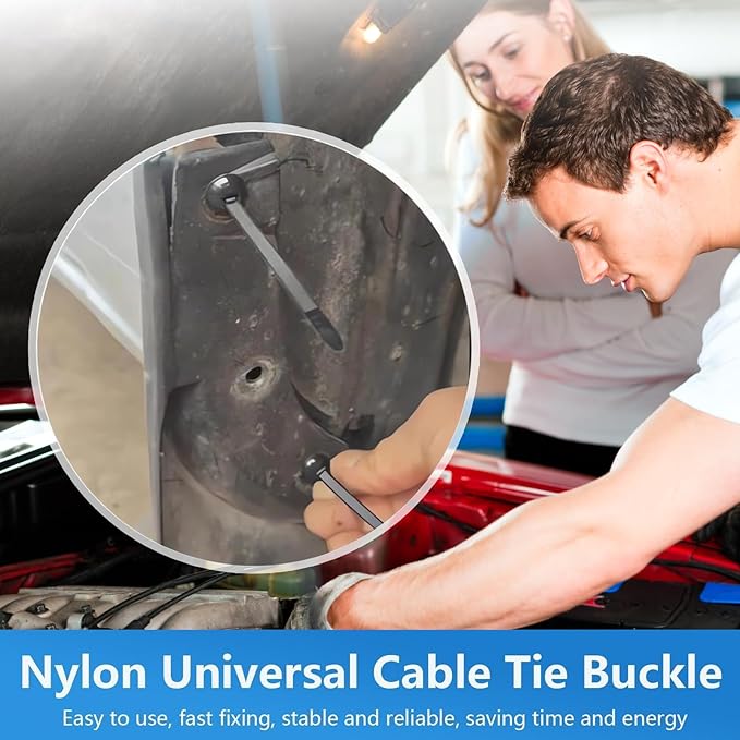 150 PCS Nylon Universal Cable Tie Buckle | Self-Locking Zipper Clips for Auto/Car Repair & Garage Organization | UV-Resistant Zip Tie Clips for Home & Industrial Use