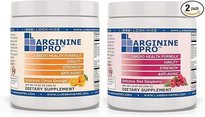 L-ARGININE PRO | 5,500mg L-Arginine Plus L-Citrulline 1,100mg Orange & Raspberry Powder Drink Mix Supplement for Increased Nitric Oxide Production