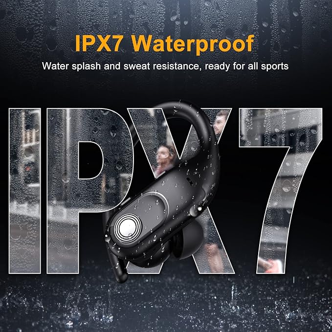 Wireless Earbuds Bluetooth Headphones 130Hrs Playtime with 2500mAh Wireless Charging Case LED Diaplay Hi-Fi Waterproof Over Ear Earphones for Sports Running Workout Gaming