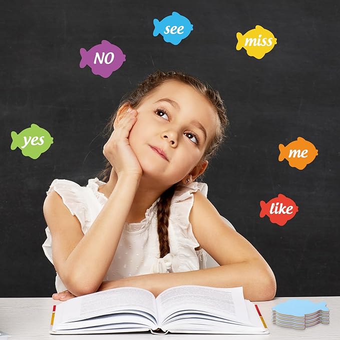 24 Packs Fish Sticky Notes 6 Colors 3 x 3 Inch Ocean Fish Memo Pads Colorful Post Reminder Notes for Annotating Office School Study, 480 Sheets